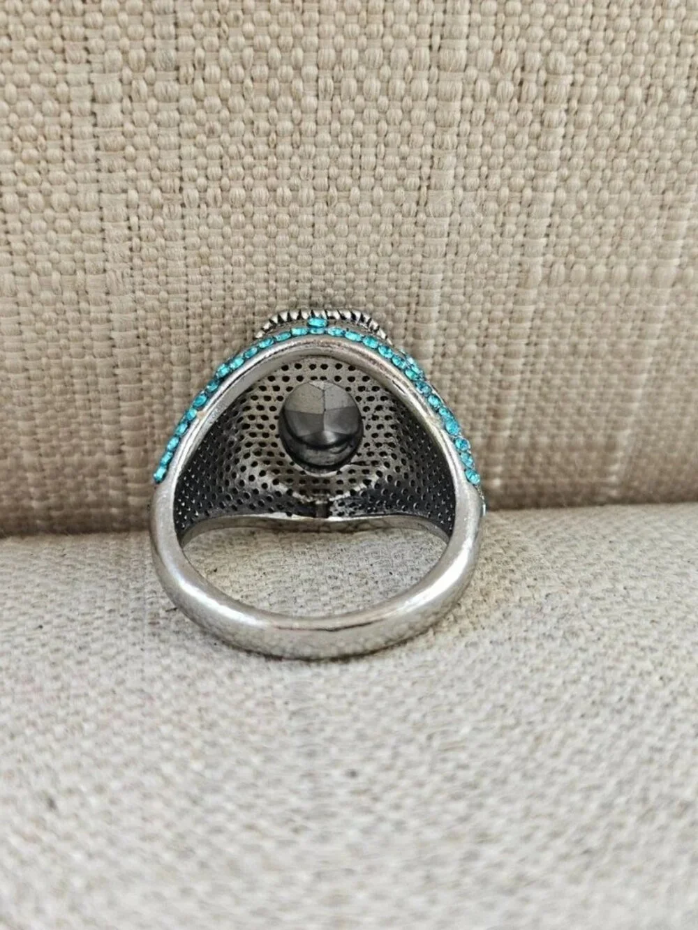 Turkish Style Men Ring Blue Crystal Centered Fashion Jewelry Size 10 New